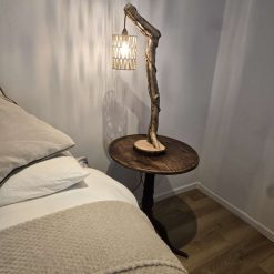 Rustic homemade wooden table lamp