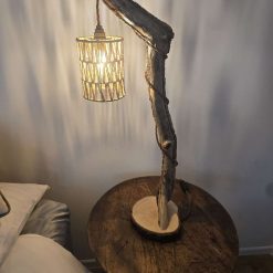 Rustic homemade wooden table lamp 3