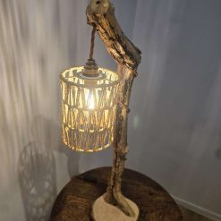 Rustic homemade wooden table lamp 4