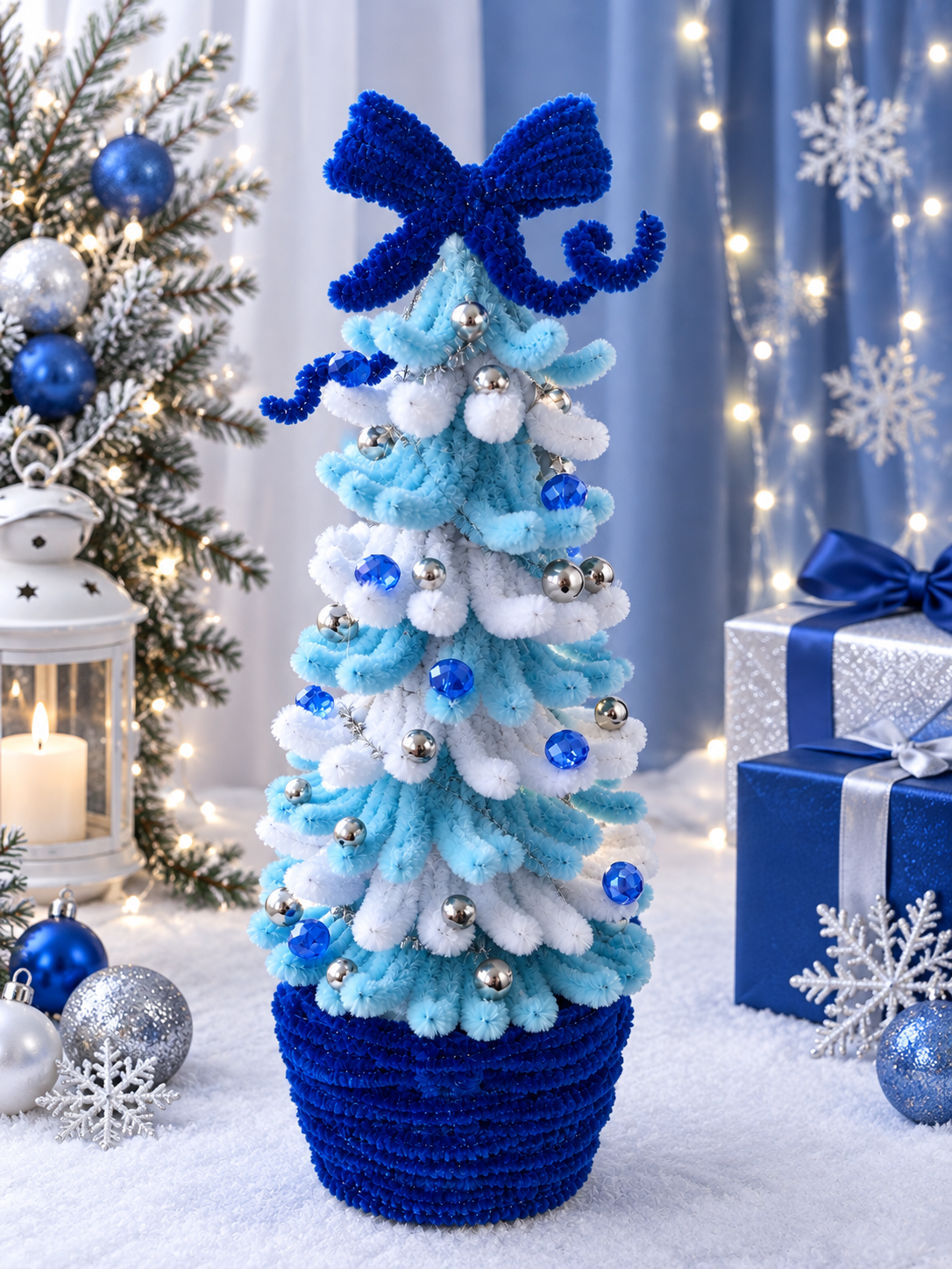 Blue, silver and white Christmas Tree Blue, silver and white Christmas Tree