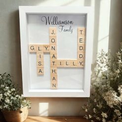 Custom Scrabble Family Name Frame | Handmade Personalised Gift