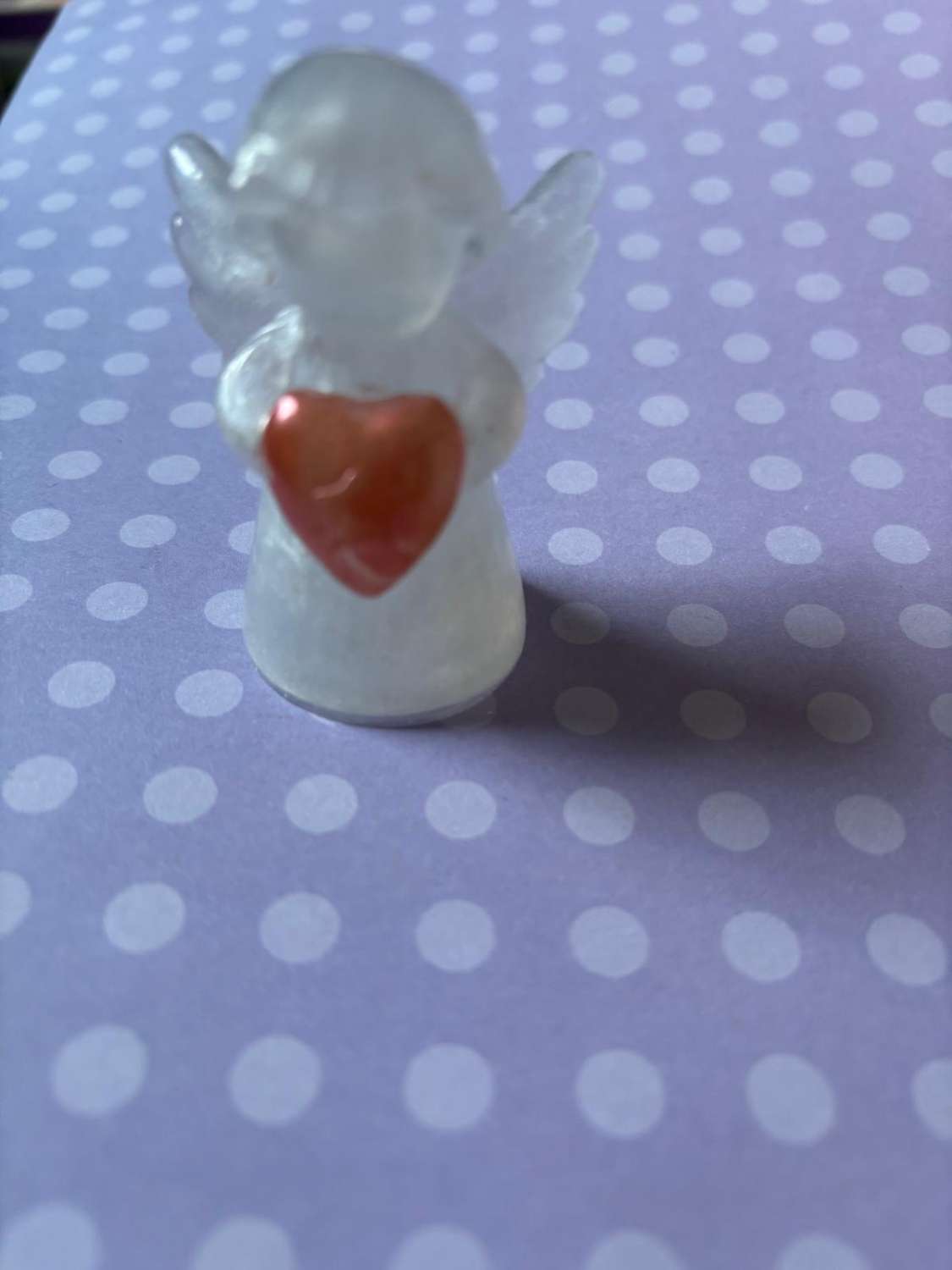 👼 WHITE PEARLESCENT ANGEL WITH ROSE RED HEART — Handmade Keepsake! ✨ 👼 WHITE PEARLESCENT ANGEL WITH ROSE RED HEART — Handmade Keepsake! ✨