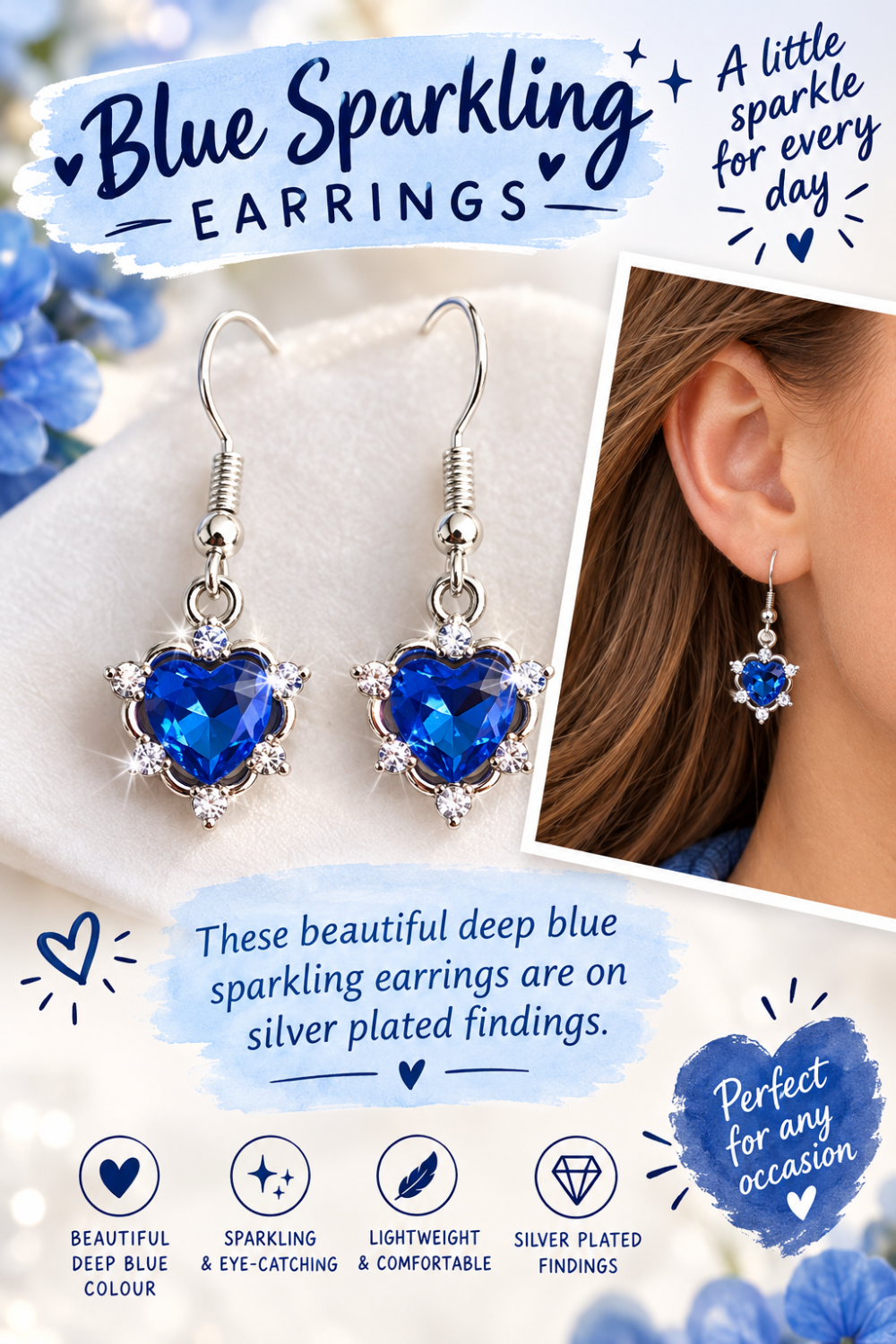 Blue Sparkling Earrings Blue Sparkling Earrings