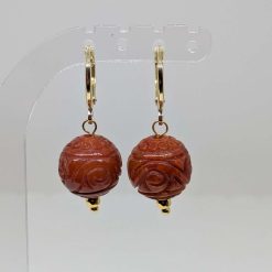 25ct Muton Fat (White) Jade Earrings (Gold Plated Sterling Silver Luxury Hoops)