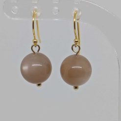 Mocha Moonstone Earrings (Gold Plated Sterling Silver shepherd hook)