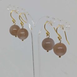 Mocha Moonstone Earrings (Gold Plated Sterling Silver shepherd hook) 1 Mocha Moonstone Earrings (Gold Plated Sterling Silver shepherd hook) 1