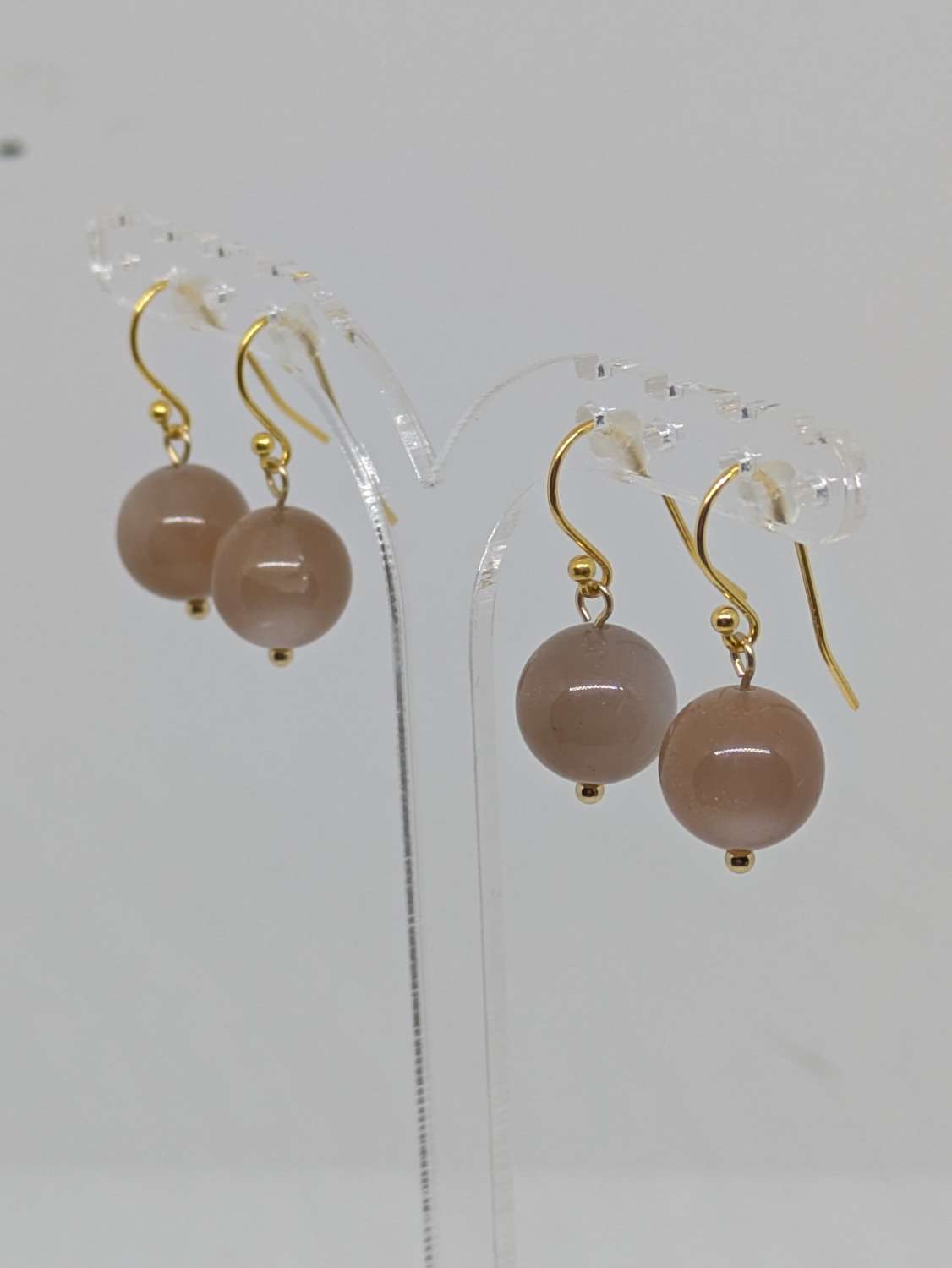 Mocha Moonstone Earrings (Gold Plated Sterling Silver shepherd hook) Mocha Moonstone Earrings (Gold Plated Sterling Silver shepherd hook)