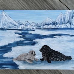 Polar Embrace – A4 Art Print | Seal Artwork | Arctic Wildlife Wall Art | Nursery Decor | Animal Lover Gift