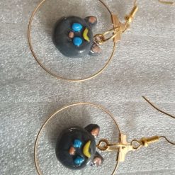 1-of-1 Handmade Magical Cat Earrings – Gold Hoop Drops (Anime Inspired