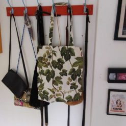 Tote bag handmade in a green leaf pattern fabric