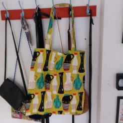 Tote bag handmade in a retro style fabric