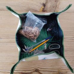 fabric storage trays for use in the bedroom, bathroom or office.