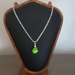 Green gem & silver necklace