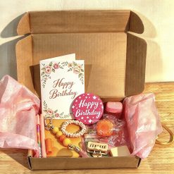 15 item Lucky dip mystery box perfect gift for her! (Birthday gift). Comes with greeting card with personalised message, plus optional birthday button badge. surprise box, birthday gift, self care gift.