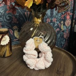 Baby pink handmade crochet scrunchie 1