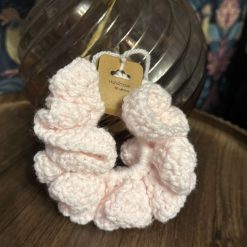 Baby pink handmade crochet scrunchie