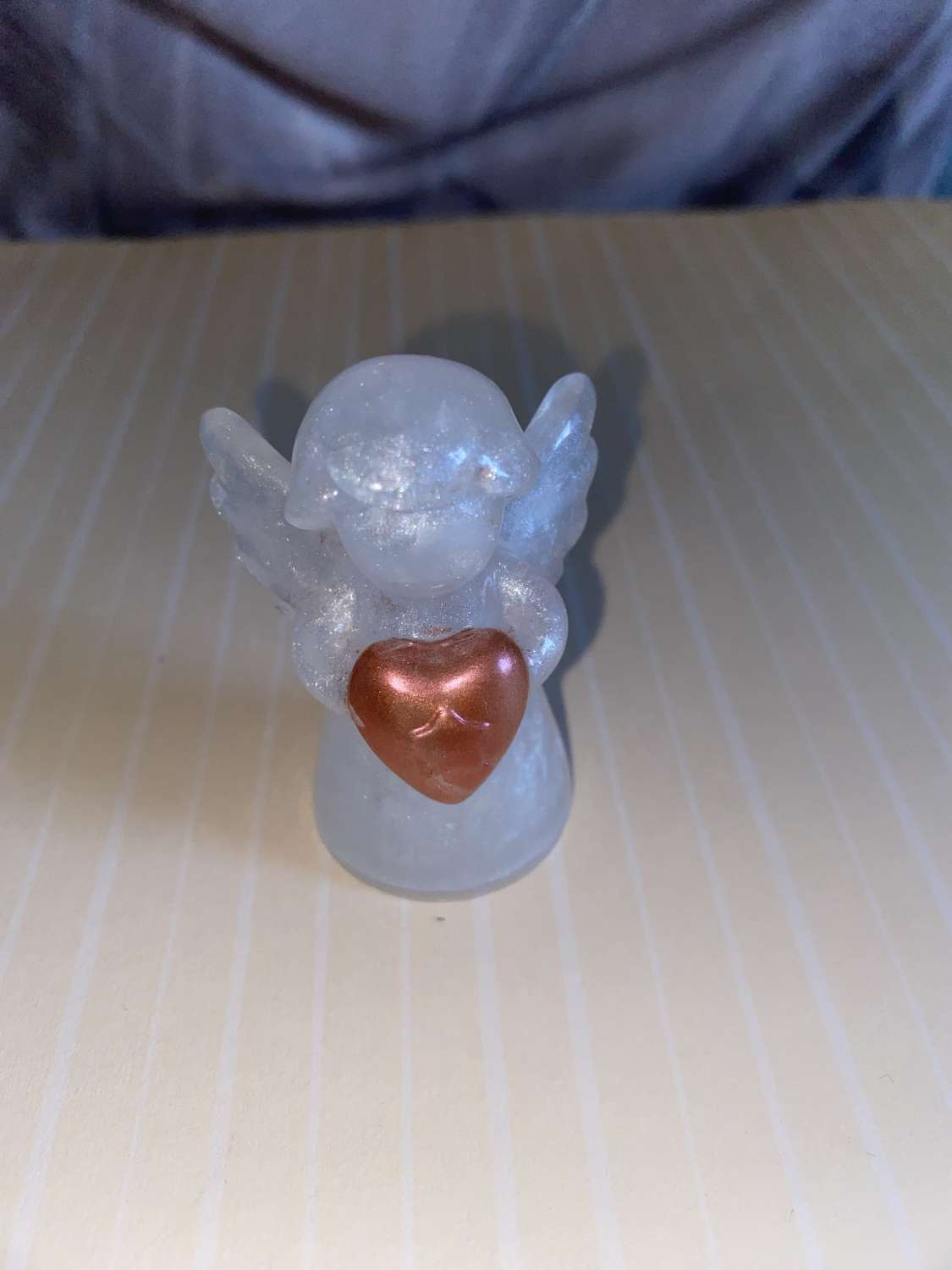 👼 WHITE PEARLESCENT ANGEL WITH ROSE RED HEART — Handmade Keepsake! ✨ 👼 WHITE PEARLESCENT ANGEL WITH ROSE RED HEART — Handmade Keepsake! ✨