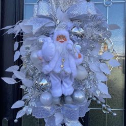 White & Silver Santa Swag wreath