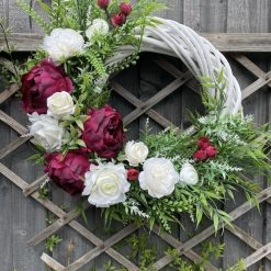 Dark burgundy peony wicker wreath 48cm