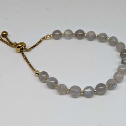 Stainless Steel (Gold Colour) Adjustable Bracelet with Labradorite