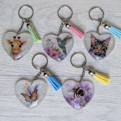 Sparkly animal heart keyring