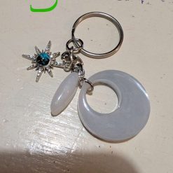 pink glitter, square key ring