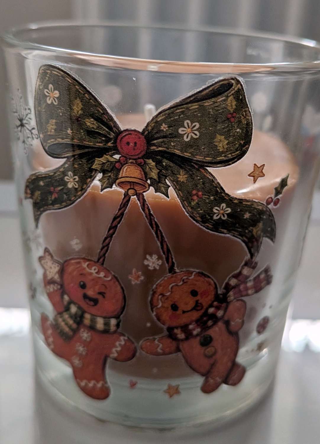 Glass mug with cozy winter warmers theme Glass mug with cozy winter warmers theme