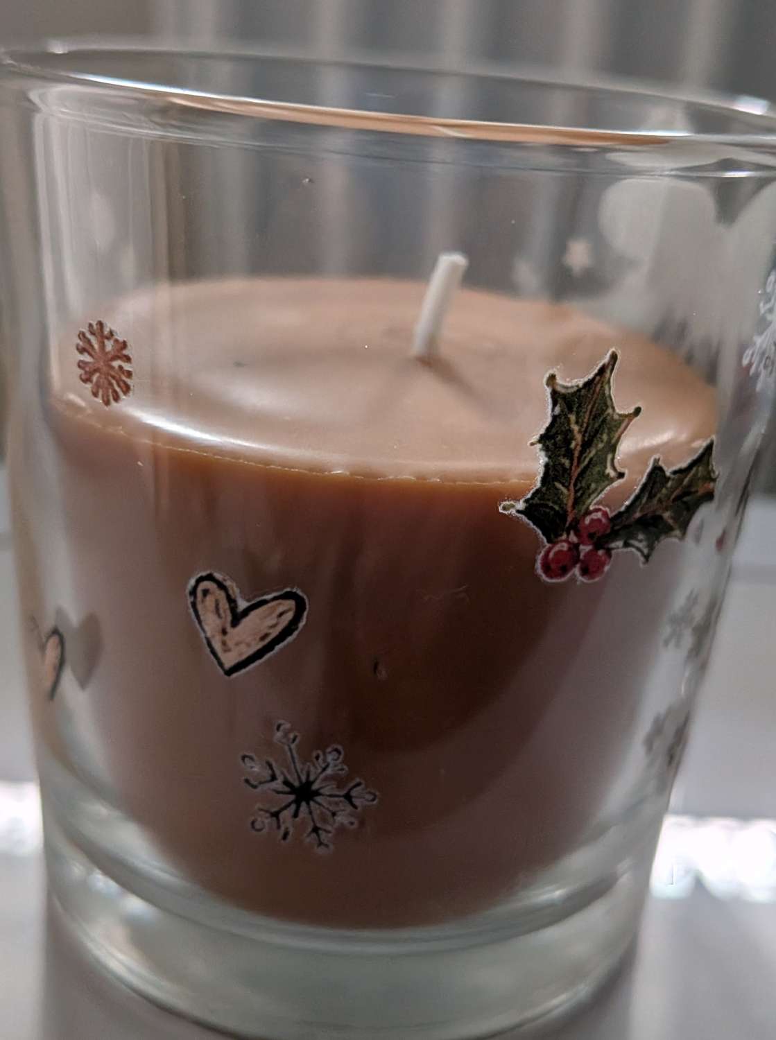 Glass mug with cozy winter warmers theme Glass mug with cozy winter warmers theme