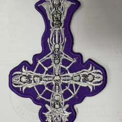 Ghost Skeletá Era Papa V Perpetua inspired 5.5" Purple & Silver Embroidered Skeleton Grucifix Cross Patch
