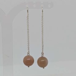 Mocha Moonstone Earrings (Sterling Silver Thread Through)