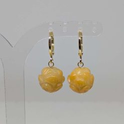 25ct Muton Fat (White) Jade Earrings (Gold Plated Sterling Silver Luxury Hoops)