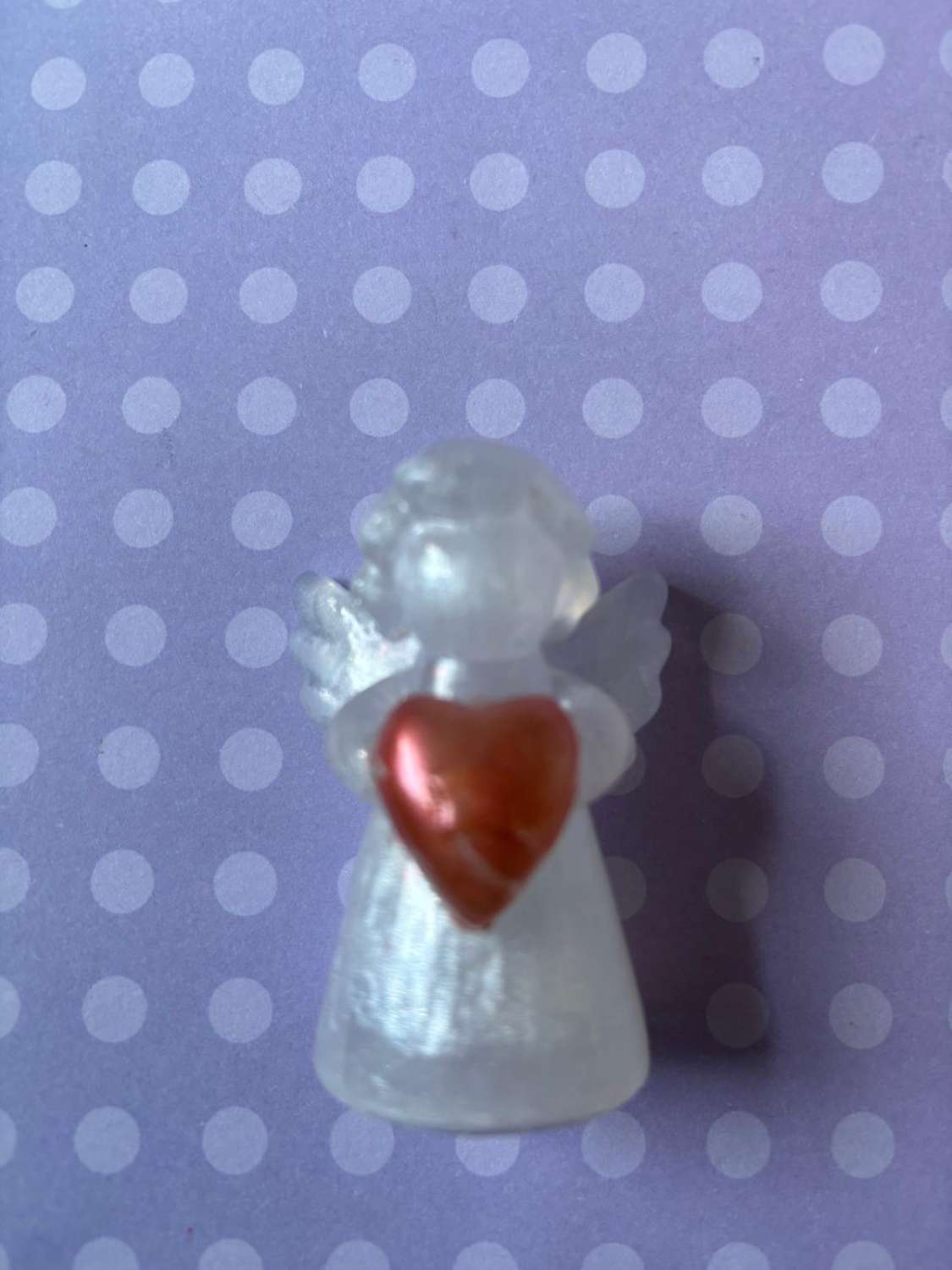 👼 WHITE PEARLESCENT ANGEL WITH ROSE RED HEART — Handmade Keepsake! ✨ 👼 WHITE PEARLESCENT ANGEL WITH ROSE RED HEART — Handmade Keepsake! ✨