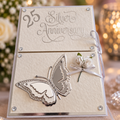 Silver Wedding Anniversary book card